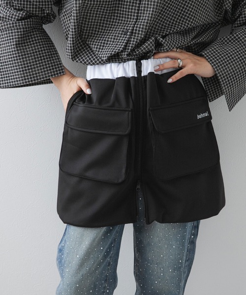 bohmal（ボマール）の「配色カラーバルーンミニジャージスカート（スカート・レディース・ブラック/ライム・FREE）」の8枚目の写真