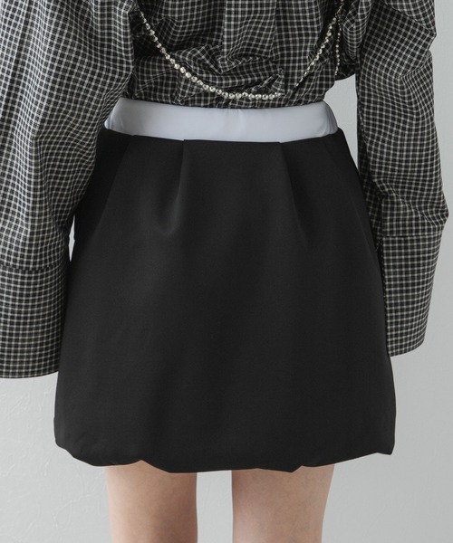 bohmal（ボマール）の「配色カラーバルーンミニジャージスカート（スカート・レディース・ブラック/ライム・FREE）」の12枚目の写真