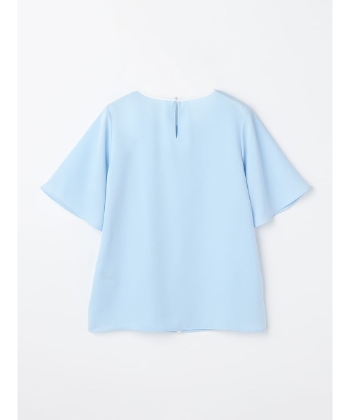 Perfect Suit FActory（パーフェクトスーツファクトリー）の「配色パイピング　ブラウス　オフホワイト/サックス/ベージュ（Tシャツ/カットソー・レディース・オフホワイト/ベージュ/サックスブルー・S/M/L）」の4枚目の写真