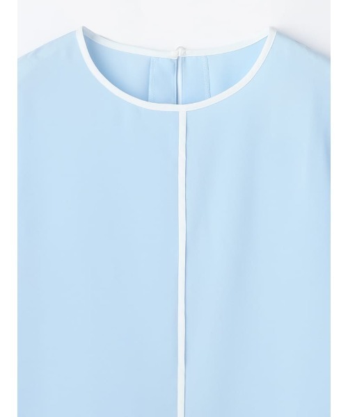 Perfect Suit FActory（パーフェクトスーツファクトリー）の「配色パイピング　ブラウス　オフホワイト/サックス/ベージュ（Tシャツ/カットソー・レディース・オフホワイト/ベージュ/サックスブルー・S/M/L）」の5枚目の写真