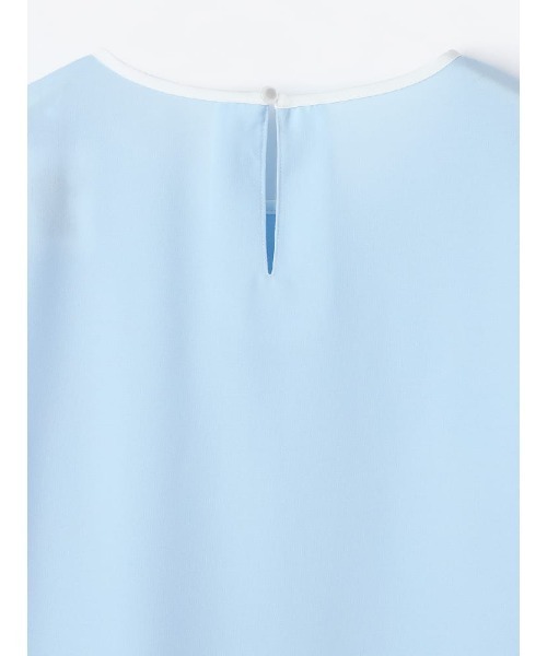 Perfect Suit FActory（パーフェクトスーツファクトリー）の「配色パイピング　ブラウス　オフホワイト/サックス/ベージュ（Tシャツ/カットソー・レディース・オフホワイト/ベージュ/サックスブルー・S/M/L）」の8枚目の写真