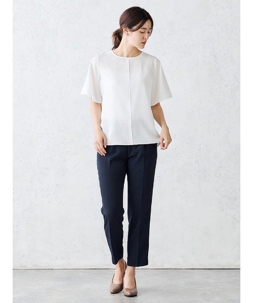 Perfect Suit FActory（パーフェクトスーツファクトリー）の「配色パイピング　ブラウス　オフホワイト/サックス/ベージュ（Tシャツ/カットソー・レディース・オフホワイト/ベージュ/サックスブルー・S/M/L）」の15枚目の写真