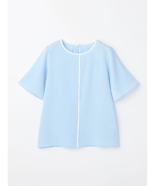 Perfect Suit FActory（パーフェクトスーツファクトリー）の「配色パイピング　ブラウス　オフホワイト/サックス/ベージュ（Tシャツ/カットソー・レディース・オフホワイト/ベージュ/サックスブルー・S/M/L）」の20枚目の写真
