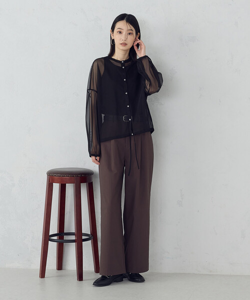 COMME CA ISM(コムサイズム)の「【オンライン・店舗限定】シアーシャツ+タンクトップ(シャツ/ブラウス・レディース・ブラック/ブラウン/グリーン・MEDIUM/LARGE)」の5枚目の写真