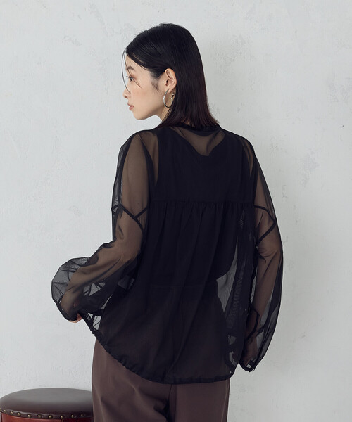 COMME CA ISM(コムサイズム)の「【オンライン・店舗限定】シアーシャツ+タンクトップ(シャツ/ブラウス・レディース・ブラック/ブラウン/グリーン・MEDIUM/LARGE)」の8枚目の写真
