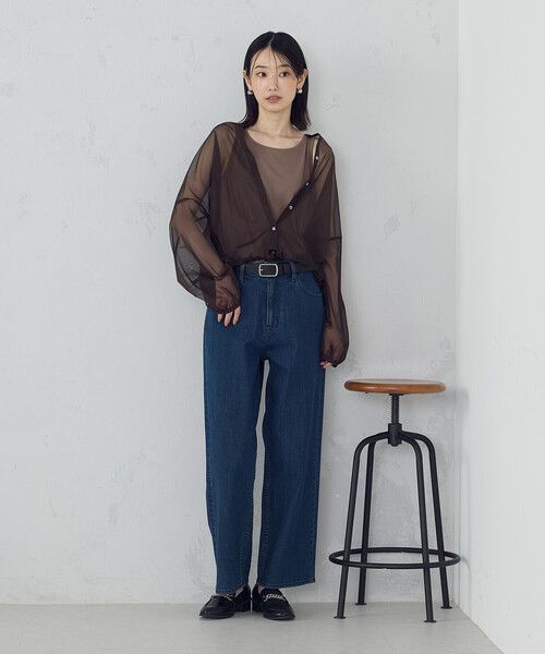 COMME CA ISM(コムサイズム)の「【オンライン・店舗限定】シアーシャツ+タンクトップ(シャツ/ブラウス・レディース・ブラック/ブラウン/グリーン・MEDIUM/LARGE)」の9枚目の写真