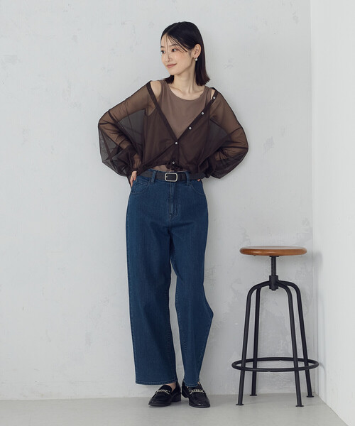 COMME CA ISM(コムサイズム)の「【オンライン・店舗限定】シアーシャツ+タンクトップ(シャツ/ブラウス・レディース・ブラック/ブラウン/グリーン・MEDIUM/LARGE)」の10枚目の写真