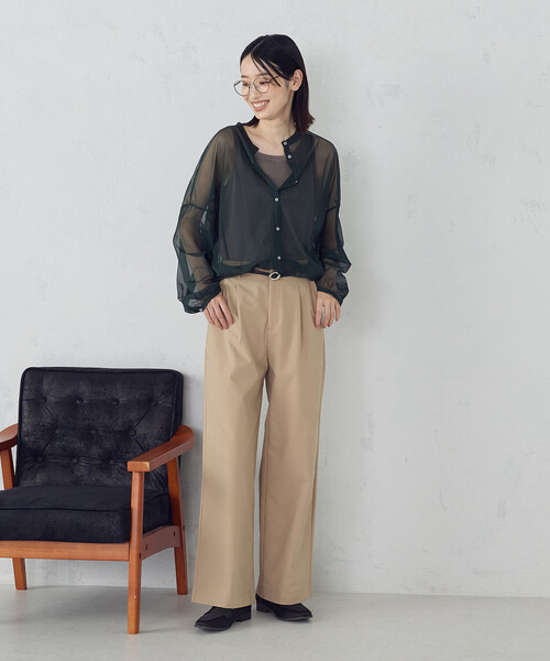 COMME CA ISM(コムサイズム)の「【オンライン・店舗限定】シアーシャツ+タンクトップ(シャツ/ブラウス・レディース・ブラック/ブラウン/グリーン・MEDIUM/LARGE)」の12枚目の写真