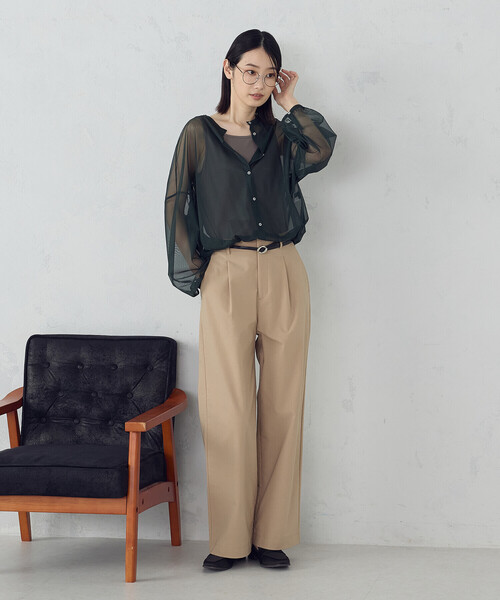 COMME CA ISM(コムサイズム)の「【オンライン・店舗限定】シアーシャツ+タンクトップ(シャツ/ブラウス・レディース・ブラック/ブラウン/グリーン・MEDIUM/LARGE)」の13枚目の写真