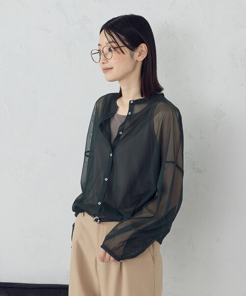 COMME CA ISM(コムサイズム)の「【オンライン・店舗限定】シアーシャツ+タンクトップ(シャツ/ブラウス・レディース・ブラック/ブラウン/グリーン・MEDIUM/LARGE)」の15枚目の写真