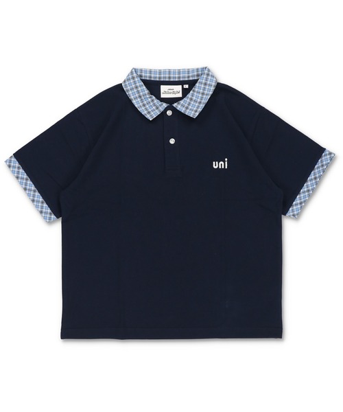 SPINNS（スピンズ）の「短丈ポロシャツ/チェック/ワンポイントロゴ/ショート丈（ポロシャツ・メンズ・ブラック系その他/ブラック×レッド/ホワイト系その他/ネイビー系/グレー×サックスブルー・ONESIZE）」の5枚目の写真