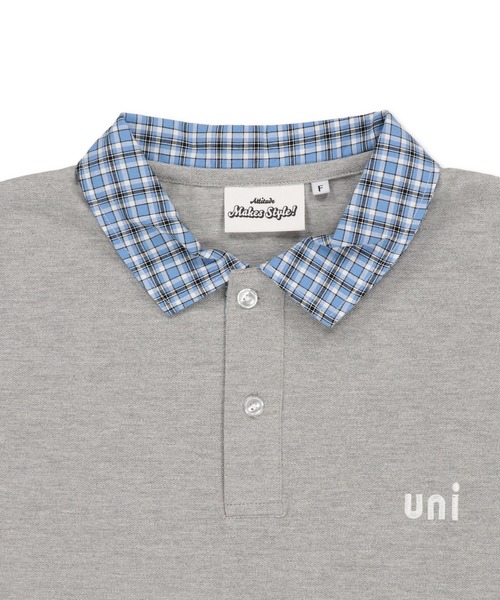 SPINNS（スピンズ）の「短丈ポロシャツ/チェック/ワンポイントロゴ/ショート丈（ポロシャツ・メンズ・ブラック系その他/ブラック×レッド/ホワイト系その他/ネイビー系/グレー×サックスブルー・ONESIZE）」の8枚目の写真