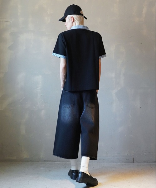 SPINNS（スピンズ）の「短丈ポロシャツ/チェック/ワンポイントロゴ/ショート丈（ポロシャツ・メンズ・ブラック系その他/ブラック×レッド/ホワイト系その他/ネイビー系/グレー×サックスブルー・ONESIZE）」の16枚目の写真