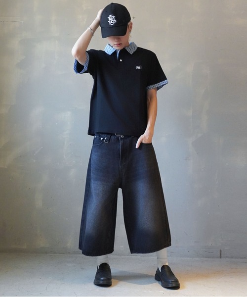 SPINNS（スピンズ）の「短丈ポロシャツ/チェック/ワンポイントロゴ/ショート丈（ポロシャツ・メンズ・ブラック系その他/ブラック×レッド/ホワイト系その他/ネイビー系/グレー×サックスブルー・ONESIZE）」の14枚目の写真