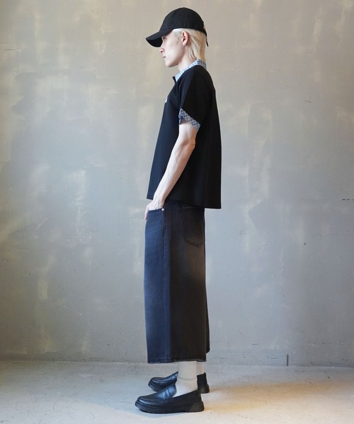 SPINNS（スピンズ）の「短丈ポロシャツ/チェック/ワンポイントロゴ/ショート丈（ポロシャツ・メンズ・ブラック系その他/ブラック×レッド/ホワイト系その他/ネイビー系/グレー×サックスブルー・ONESIZE）」の15枚目の写真