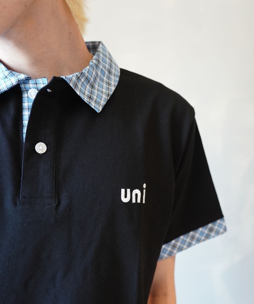 SPINNS（スピンズ）の「短丈ポロシャツ/チェック/ワンポイントロゴ/ショート丈（ポロシャツ・メンズ・ブラック系その他/ブラック×レッド/ホワイト系その他/ネイビー系/グレー×サックスブルー・ONESIZE）」の19枚目の写真