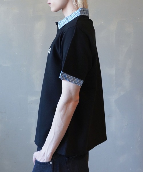 SPINNS（スピンズ）の「短丈ポロシャツ/チェック/ワンポイントロゴ/ショート丈（ポロシャツ・メンズ・ブラック系その他/ブラック×レッド/ホワイト系その他/ネイビー系/グレー×サックスブルー・ONESIZE）」の18枚目の写真