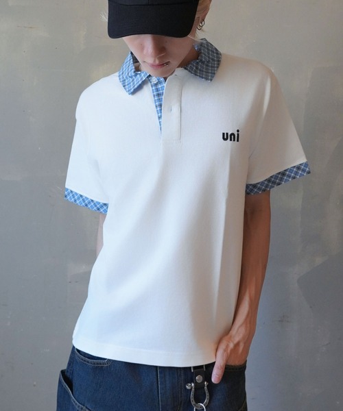 SPINNS（スピンズ）の「短丈ポロシャツ/チェック/ワンポイントロゴ/ショート丈（ポロシャツ・メンズ・ブラック系その他/ブラック×レッド/ホワイト系その他/ネイビー系/グレー×サックスブルー・ONESIZE）」の20枚目の写真