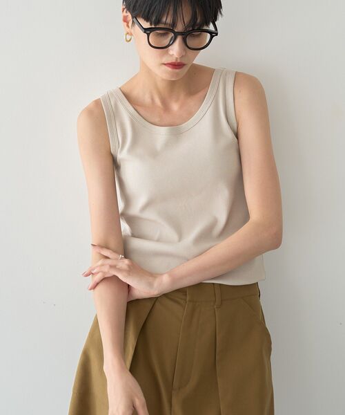 AMERICAN HOLIC（アメリカンホリック）の「テレコタンクトップ（タンクトップ・レディース・アイボリー/ブラック/ベージュ/モカ・M/L）」の7枚目の写真