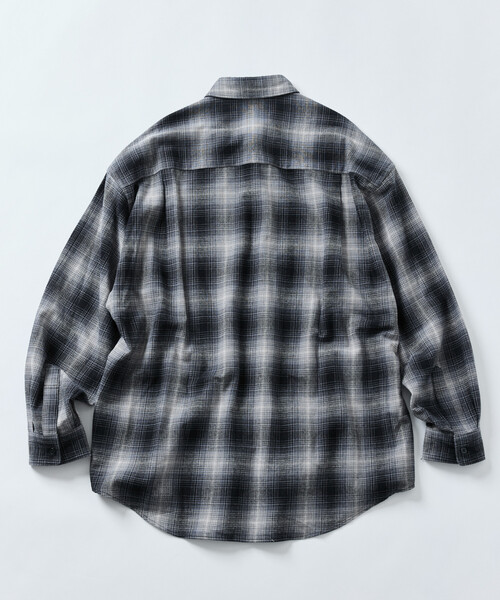 LABRAT オンブレチェックネルシャツ Fサイズ グレー系 セール】限定展開 Relax Fit リラックスフィット オンブレチェック