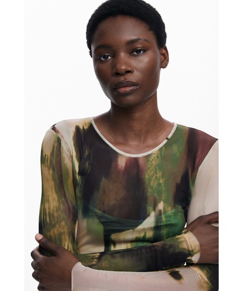 Desigual(デシグアル)の「抽象アートプリントチュールロングドレス(ワンピース・レディース・グリーン・XL/L/M/S/XS)」の4枚目の写真