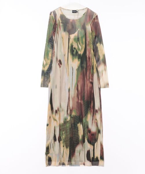 Desigual(デシグアル)の「抽象アートプリントチュールロングドレス(ワンピース・レディース・グリーン・XL/L/M/S/XS)」の6枚目の写真