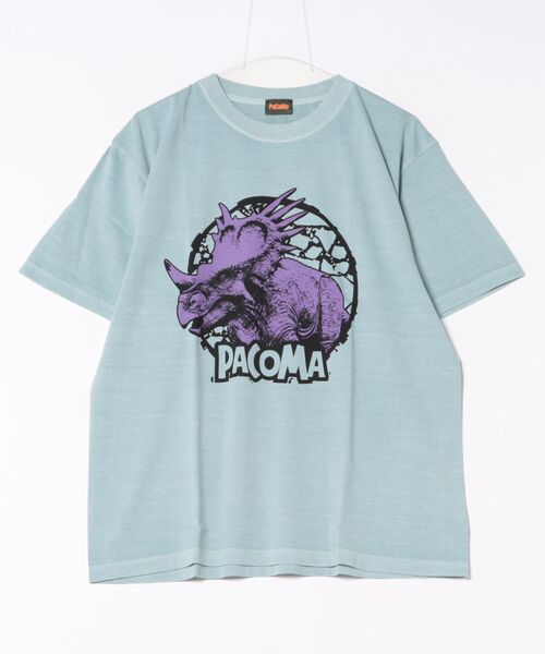 B.I.D.(ビーアイディー)の「《PaCoMa/パコマ》Styraco saurus TEE (ADULT)(Tシャツ/カットソー・メンズ・ライトグレー/サックスブルー・LARGE)」の2枚目の写真