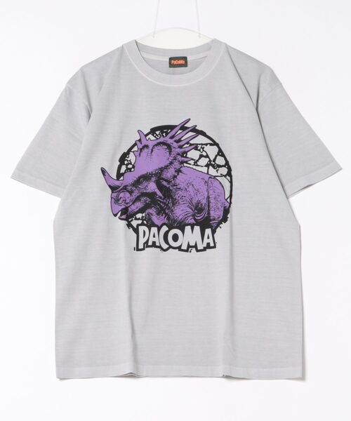 B.I.D.(ビーアイディー)の「《PaCoMa/パコマ》Styraco saurus TEE (ADULT)(Tシャツ/カットソー・メンズ・ライトグレー/サックスブルー・LARGE)」の1枚目の写真