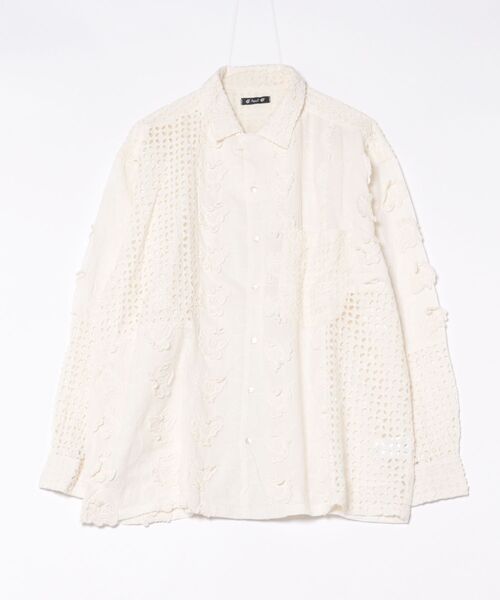 チャイハネ（チャイハネ）の「【チャイハネ】シフリー刺繍MEN'Sシャツ（シャツ/ブラウス・メンズ・ホワイト/グレー・FREE）」の3枚目の写真