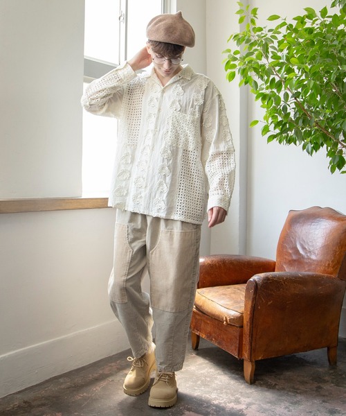 チャイハネ（チャイハネ）の「【チャイハネ】シフリー刺繍MEN'Sシャツ（シャツ/ブラウス・メンズ・ホワイト/グレー・FREE）」の6枚目の写真