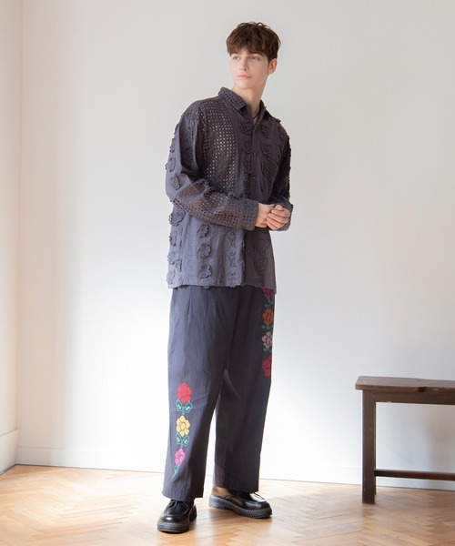 チャイハネ（チャイハネ）の「【チャイハネ】シフリー刺繍MEN'Sシャツ（シャツ/ブラウス・メンズ・ホワイト/グレー・FREE）」の11枚目の写真