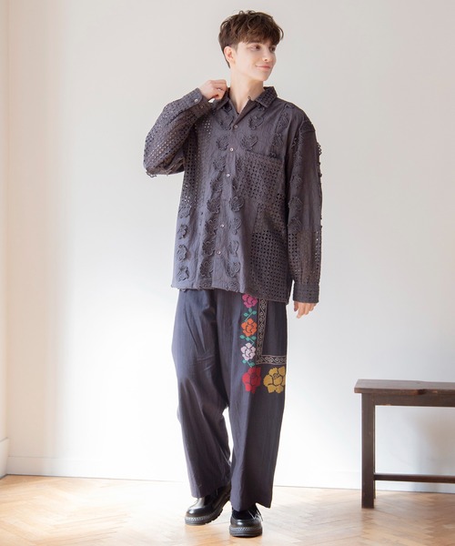 チャイハネ（チャイハネ）の「【チャイハネ】シフリー刺繍MEN'Sシャツ（シャツ/ブラウス・メンズ・ホワイト/グレー・FREE）」の10枚目の写真