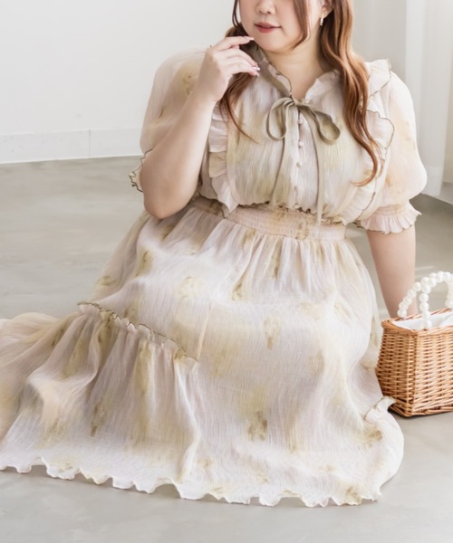 CLETTEオリジナル　ぼかし花柄フリルワンピース CLETTEオリジナルぼかし花柄フリルワンピース（ワンピース