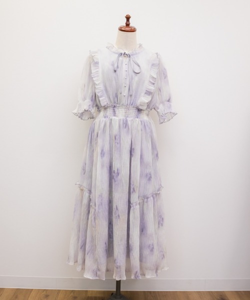 CLETTEオリジナル　ぼかし花柄フリルワンピース CLETTEオリジナルぼかし花柄フリルワンピース（ワンピース