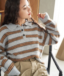 ボーダー シャギー ニット」に該当するレディースファッション