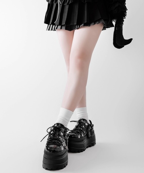 NOVESSEL(ノベセル)の「『Transfer Student/トランスファースチューデント』厚底クロスチェーンスニーカー(スニーカー・レディース・ホワイト/ブラック・24.0cm/23.0cm)」の11枚目の写真