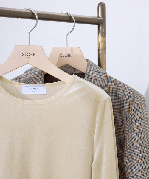 SLOBE IENA(スローブイエナ)の「《追加》ベロアトリコット プルオーバー(Tシャツ/カットソー・レディース・ベージュ/ネイビー/ブラウン/ボルドー・FREE)」の2枚目の写真