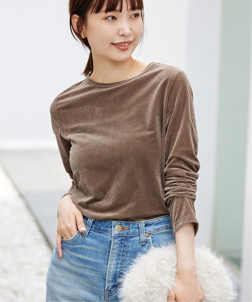 SLOBE IENA(スローブイエナ)の「《追加》ベロアトリコット プルオーバー(Tシャツ/カットソー・レディース・ベージュ/ネイビー/ブラウン/ボルドー・FREE)」の16枚目の写真
