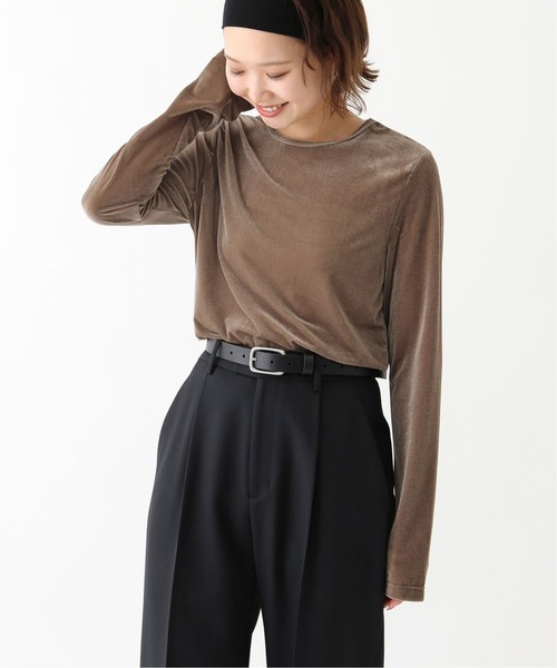 SLOBE IENA(スローブイエナ)の「《追加》ベロアトリコット プルオーバー(Tシャツ/カットソー・レディース・ベージュ/ネイビー/ブラウン/ボルドー・FREE)」の19枚目の写真