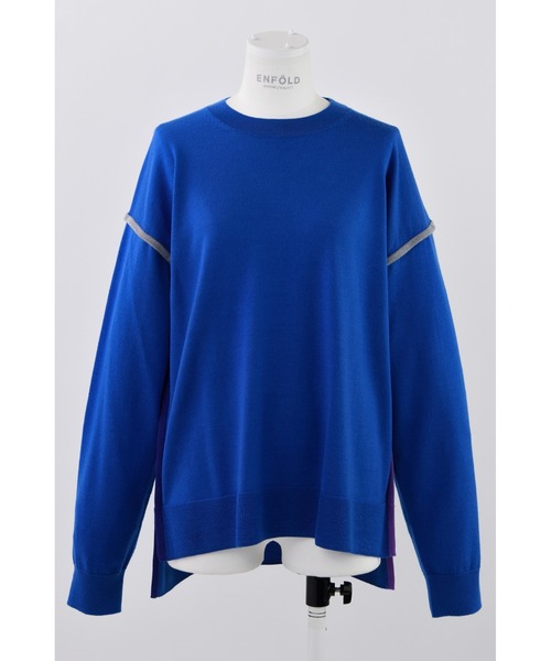 ENFOLD(エンフォルド)の「ニットパイピングプルオーバー(ニット/セーター・レディース・ブラック/ブルー・38)」の2枚目の写真