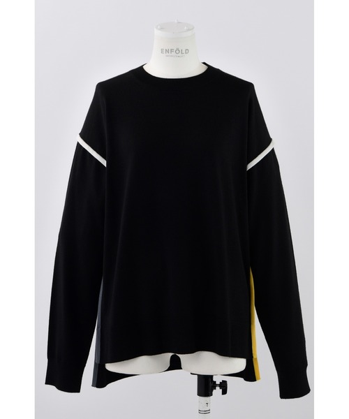 ENFOLD(エンフォルド)の「ニットパイピングプルオーバー(ニット/セーター・レディース・ブラック/ブルー・38)」の1枚目の写真