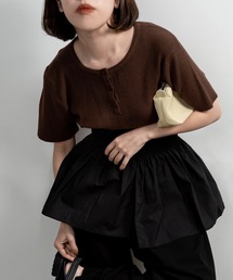 lawgy（ラウジー）の「knit shirt docking shirring flare tops / ニットシャツドッキングシャーリングフレアトップス（ニット/セーター）」