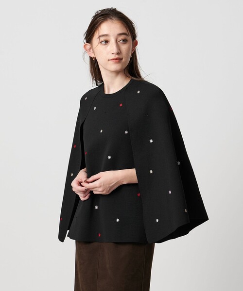 セール】エンブロイダリー フラワー ケープニット ‐ウォッシャブル