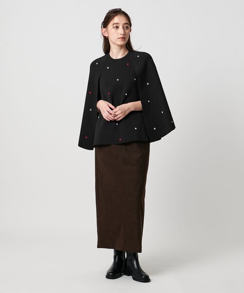 セール】エンブロイダリー フラワー ケープニット ‐ウォッシャブル