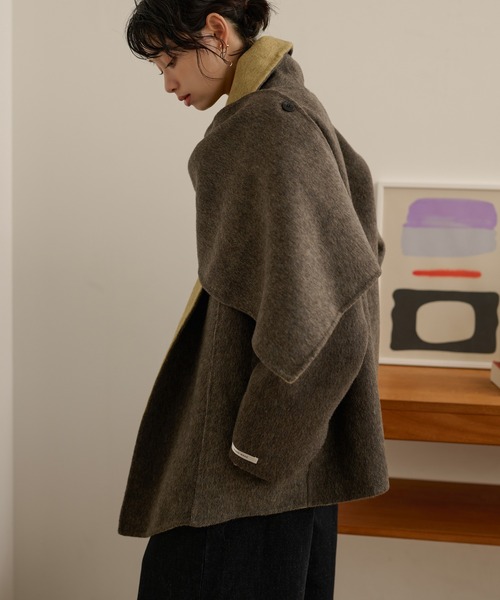 cotton wool stole docking coat /コットンウールストールドッキング
