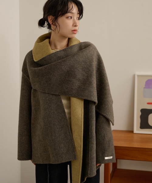 cotton wool stole docking coat /コットンウールストールドッキング