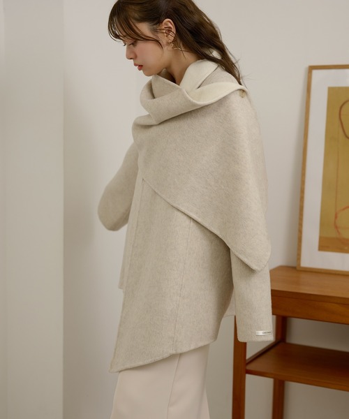 cotton wool stole docking coat /コットンウールストールドッキング