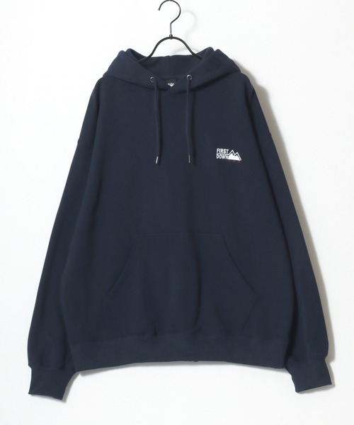 FIRST DOWN（ファーストダウン）の「FIRST DOWN/ファーストダウン LOGO SWEAT PARKA/オーバーサイズ ヘビーウェイト 裏毛 ロゴ ワンポイント刺繍 スウェット パーカー/レディース メンズ（パーカー・メンズ・ネイビー/ブラック/グレー・M/L/XL）」の7枚目の写真