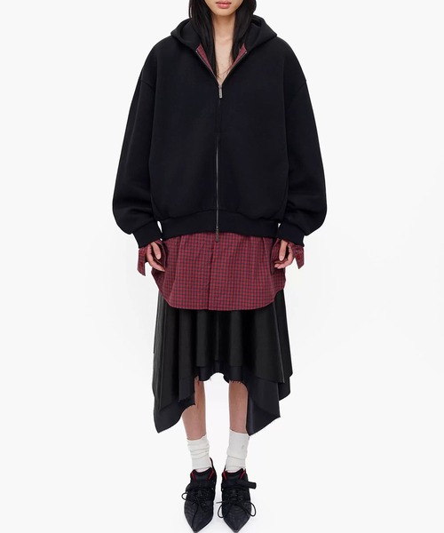 MASONPRINCE(メイソンプリンス)の「オーバーサイズ レイヤードデザイン ZIPパーカー WY6433【MASONPRINCE】【2025AW】(パーカー・メンズ・ブラック/グレー・L/M/S)」の11枚目の写真