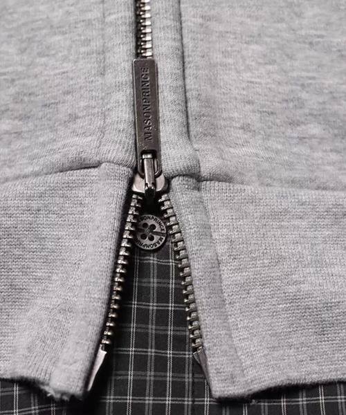MASONPRINCE(メイソンプリンス)の「オーバーサイズ レイヤードデザイン ZIPパーカー WY6433【MASONPRINCE】【2025AW】(パーカー・メンズ・ブラック/グレー・L/M/S)」の8枚目の写真